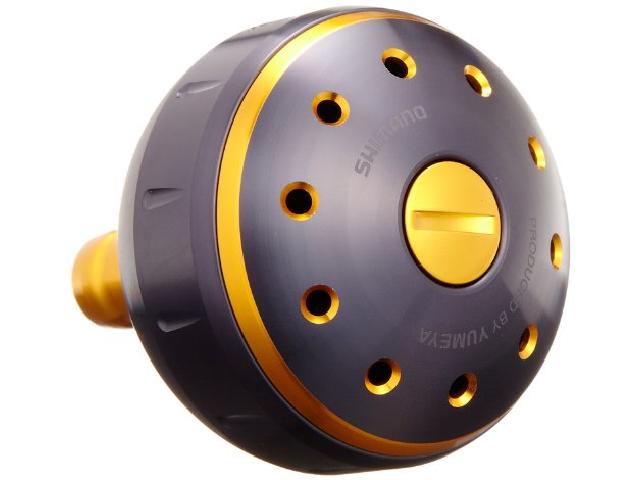 夢屋アルミラウンド型パワーハンドルノブブラック/ゴールドLタイプB